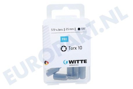 Witte 200102436 4295032 Bitjes 1/4 inch 25mm Torx T10, 5 stuks