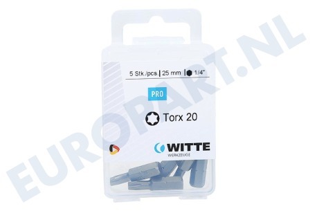 Witte 200102438 4295052 Bitjes 1/4 inch 25mm Torx T20, 5 stuks