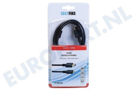 Easyfiks HDMI-Micro HDMI Kabel High Speed + Ethernet, 1.5 Meter