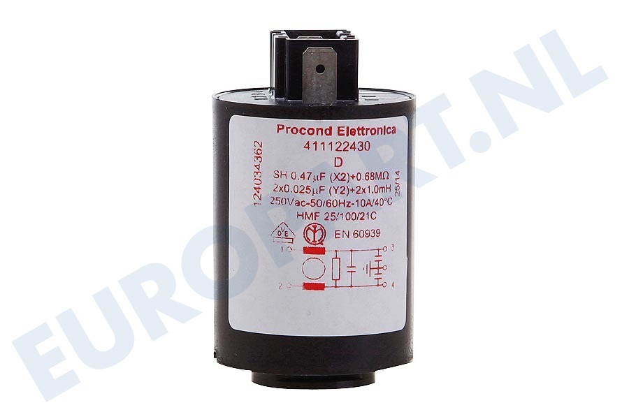 Arthur martin elux Wasmachine 1240343622 Condensator Ontstoringsfilter 0,47 uF