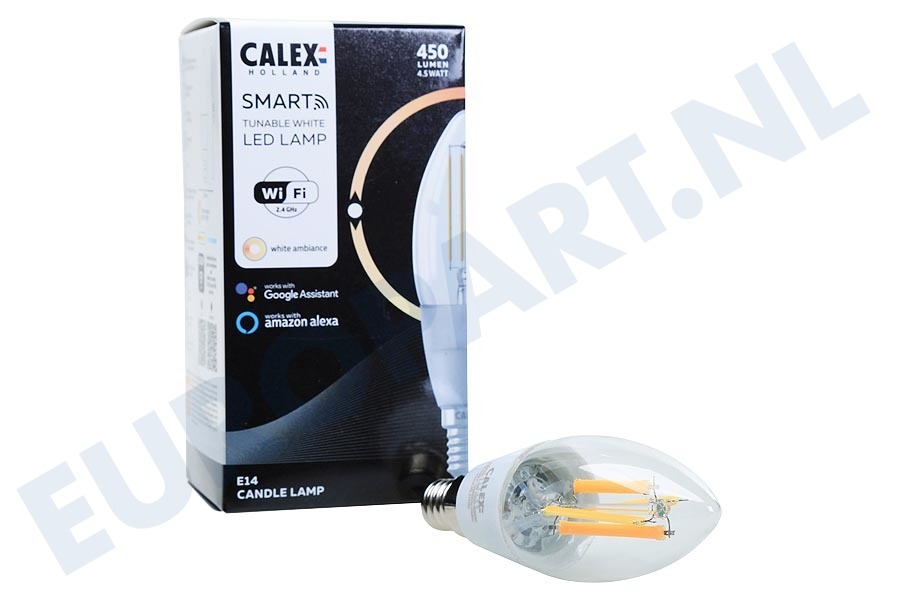 Calex 429030 Smart LED Filament Clear Kaarslamp B35 E14 Dimbaar