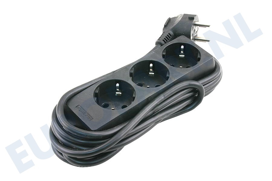 Elektra 5520206 Tafelcontactdoos 3x1mm2 2300W 10A RA zwart 2,5M