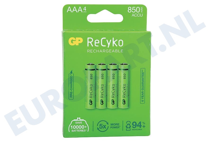 GP 12085AAAHCE-C4 LR03 ReCyko+ AAA 850 - 4 oplaadbare batterijen