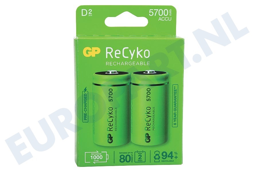 GP 120570DHCB-C2 LR20 ReCyko+ D 5700 - 2 oplaadbare batterijen
