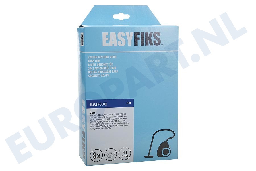 Electrolux Stofzuiger 9002560598 Stofzuigerzak S-BAG Micro Fleece 8 stuks Nw Stijl