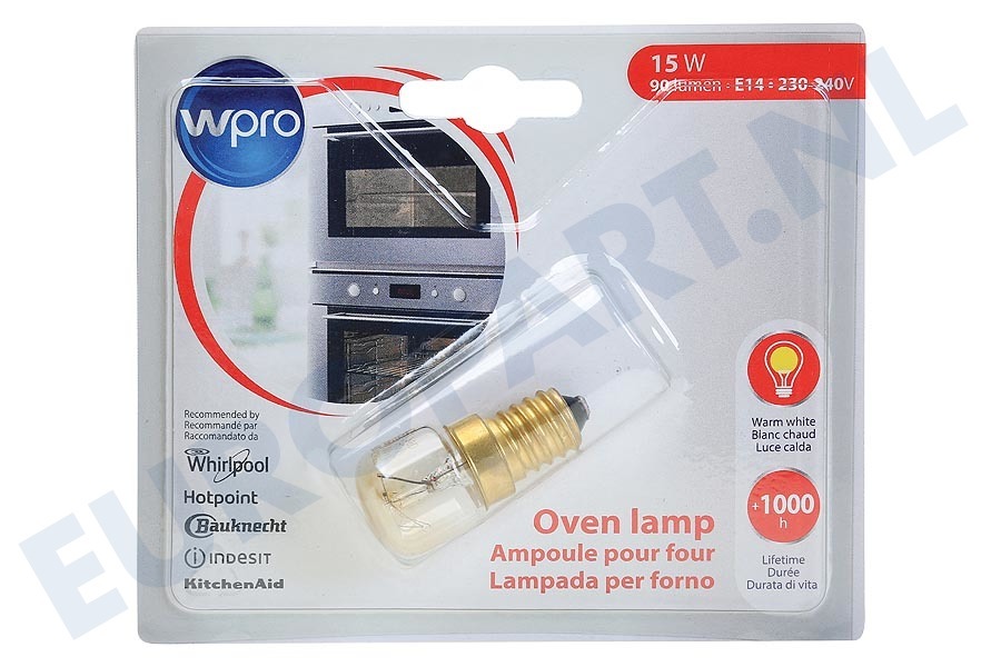 WPRO Oven-Magnetron 484000008843 LFO137 Lamp Ovenlamp-koelkastlamp 15W E14 T29
