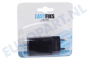 Easyfiks 50042816 USB oplader 230V 2,1A/5V 1-poort zwart geschikt voor o.a. Universeel gebruik