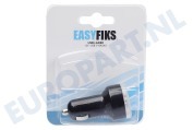 Easyfiks 50042866 USB oplader 12V 3,1A/5V 2-poort zwart geschikt voor o.a. Universeel USB