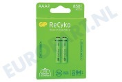 GP  12085AAAHCE-C2 LR03 ReCyko+ AAA 850 - 2 oplaadbare batterijen geschikt voor o.a. 850mAh NiMH