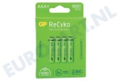 GP  120100AAAHCE-C4 LR03 ReCyko+ AAA 950 - 4 oplaadbare batterijen geschikt voor o.a. 950mAh NiMH