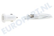 Duracell DR5021W Single  USB Autolader 5V/2.4A + 1M Apple Lightning Kabel geschikt voor o.a. Universeel Apple Lightning