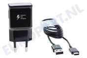 Samsung  EP-TA20BLACK EP-TA20 Samsung USB-C Lader 1,m Zwart geschikt voor o.a. Zwart, USB-C