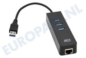 ACT AC6310 3-Poorts USB 3.1 Gen1  Hub met Gigabit netwerkpoort geschikt voor o.a. USB 3.1 Gen1