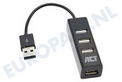 ACT  AC6205 Mini 4-poorts USB 2.0 Hub geschikt voor o.a. USB 2.0 Zwart