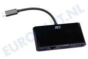 ACT  AC7330 USB-C 4K Multiport Dock geschikt voor o.a. USB Type-C 3.2, Zwart