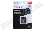 Integral INSDX64G-100/70V30 V30 UltimaPro X2 SDXC Memory Card 64GB geschikt voor o.a. V30 SDXC card 64GB 100MB/s