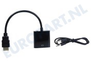 Universeel  Verloopkabel HDMI A Male - VGA adapter Female geschikt voor o.a. 0.2 Meter Verloopkabel